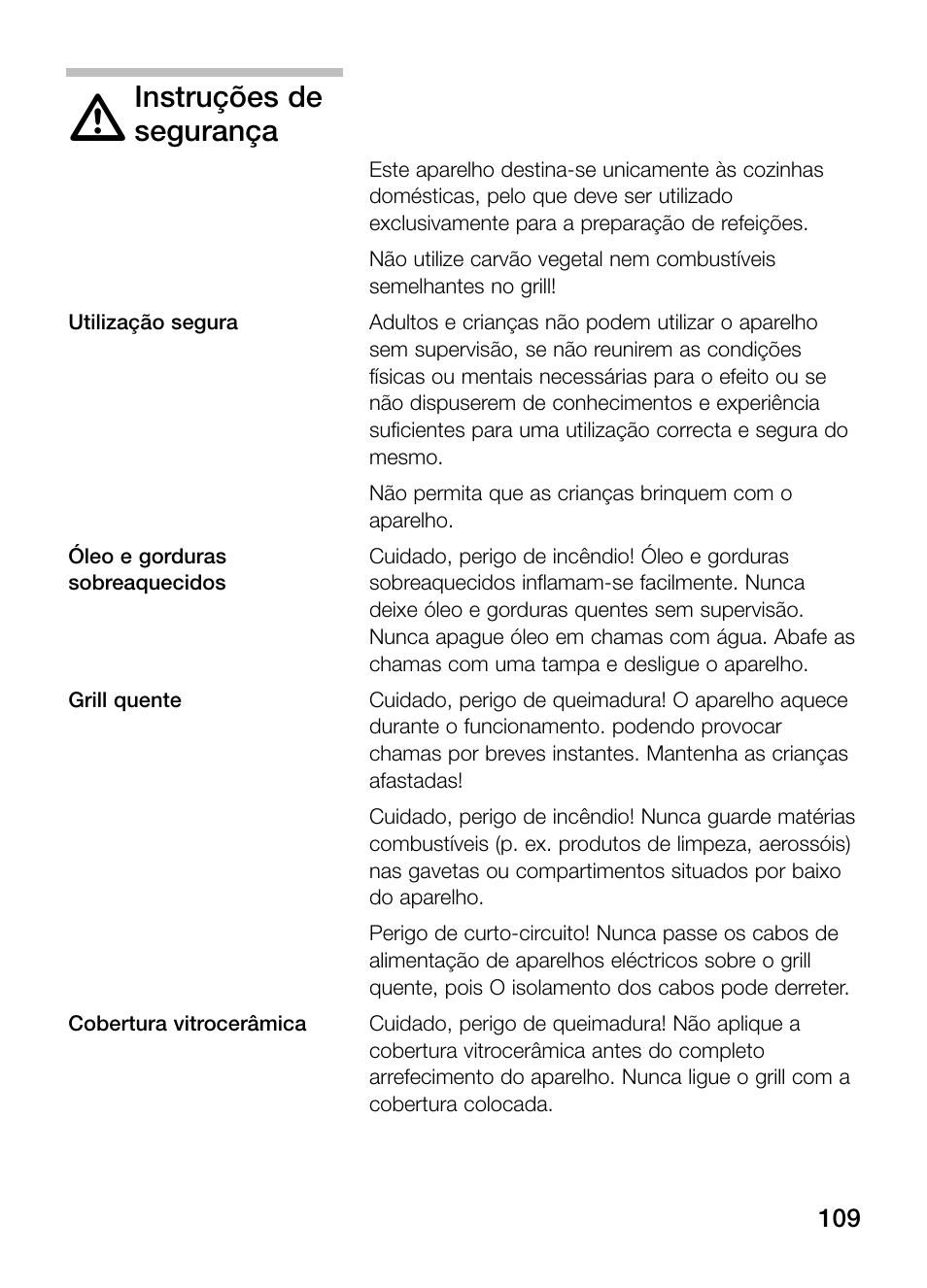 Instruções de, Segurança | Neff N64K40N0 User Manual | Page 109 / 124