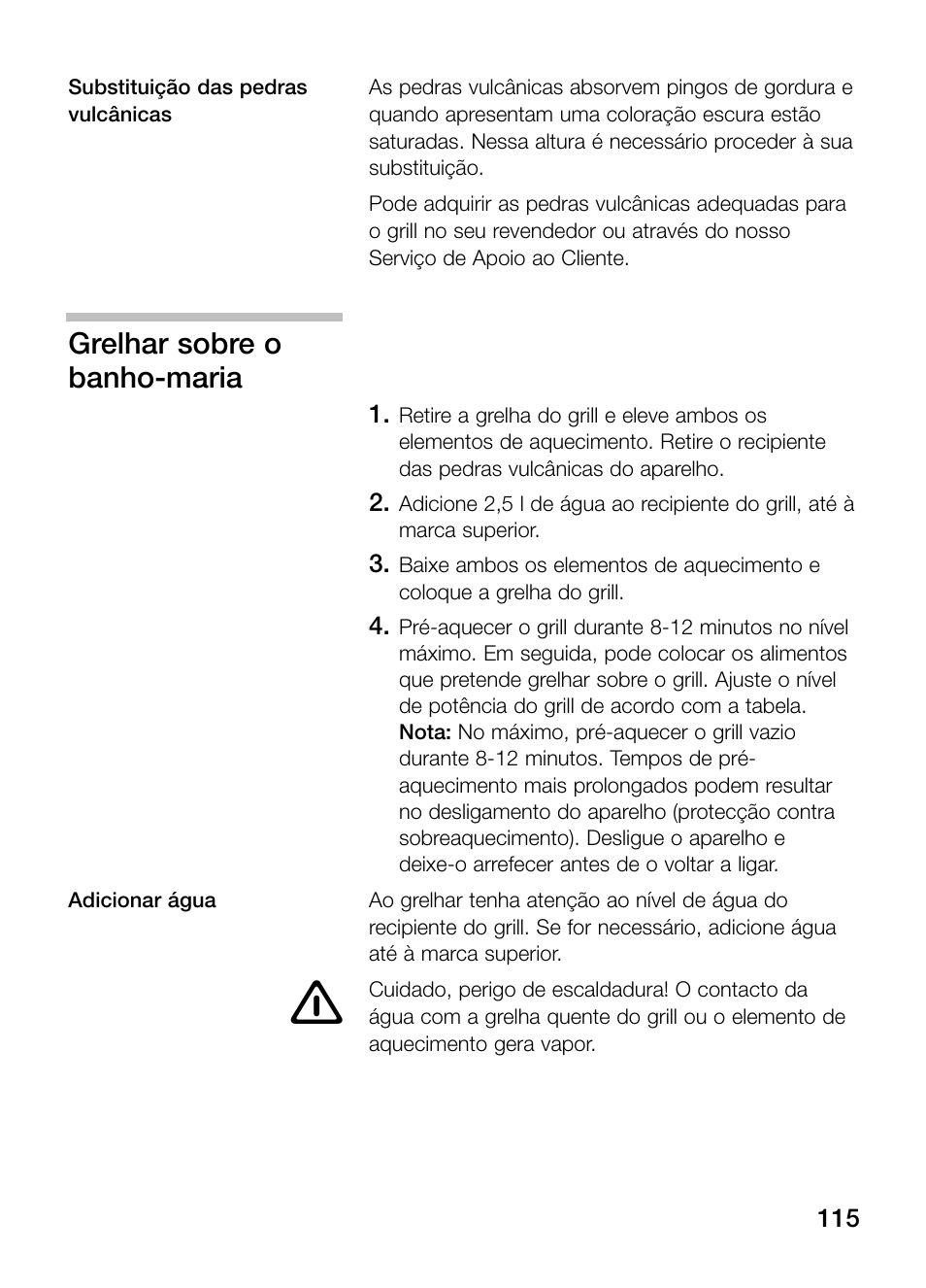 Grelhar sobre o banho-maria | Neff N64K40N0 User Manual | Page 115 / 124