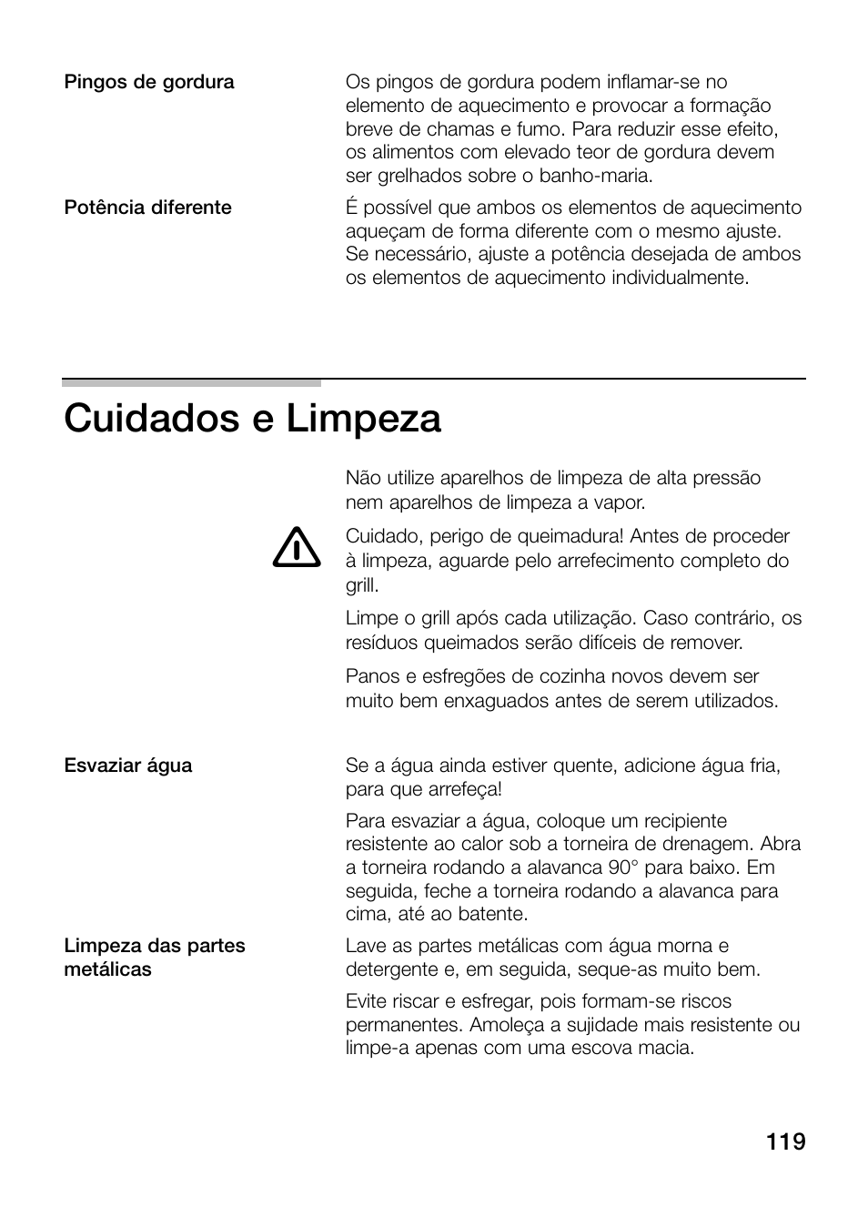 Cuidados e limpeza | Neff N64K40N0 User Manual | Page 119 / 124