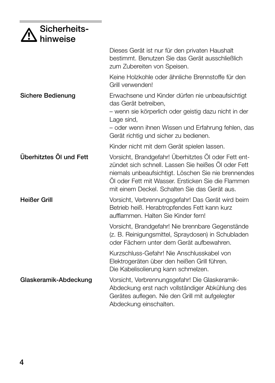 Sicherheits, Hinweise | Neff N64K40N0 User Manual | Page 4 / 124