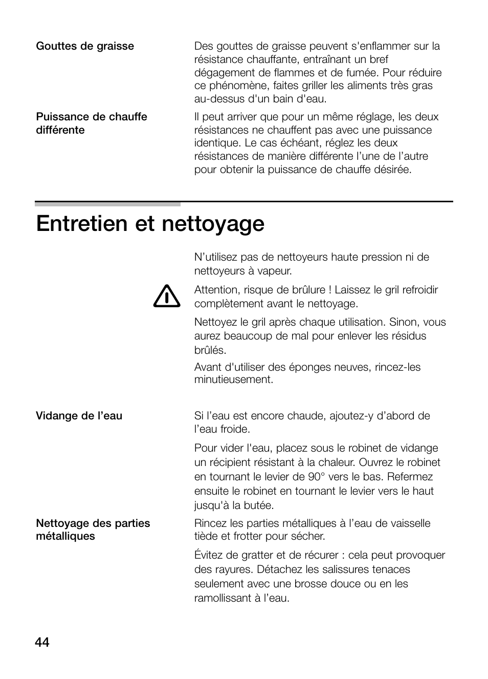 Entretien et nettoyage | Neff N64K40N0 User Manual | Page 44 / 124