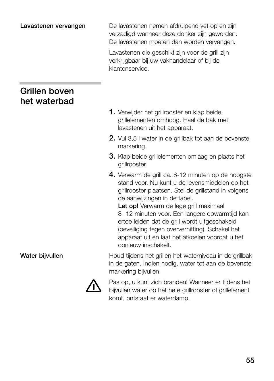 Grillen boven het waterbad | Neff N64K40N0 User Manual | Page 55 / 124