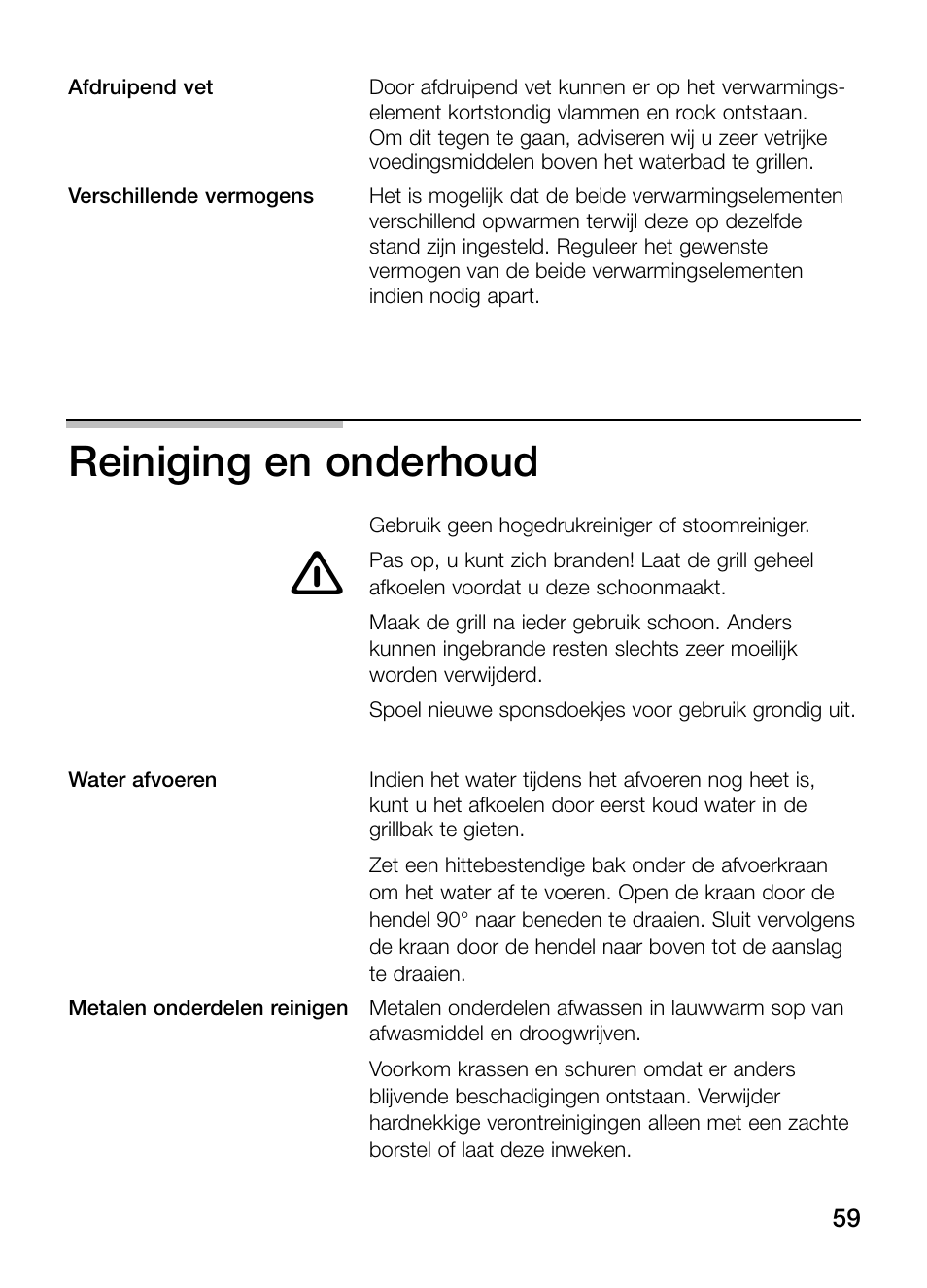 Reiniging en onderhoud | Neff N64K40N0 User Manual | Page 59 / 124