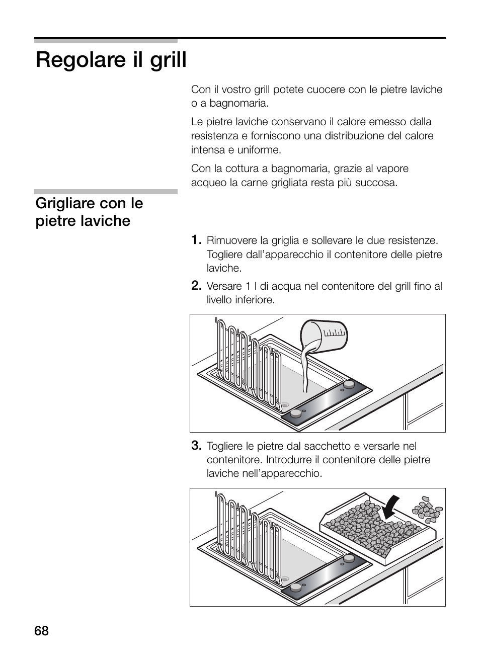 Regolare il grill, Grigliare con le pietre laviche | Neff N64K40N0 User Manual | Page 68 / 124