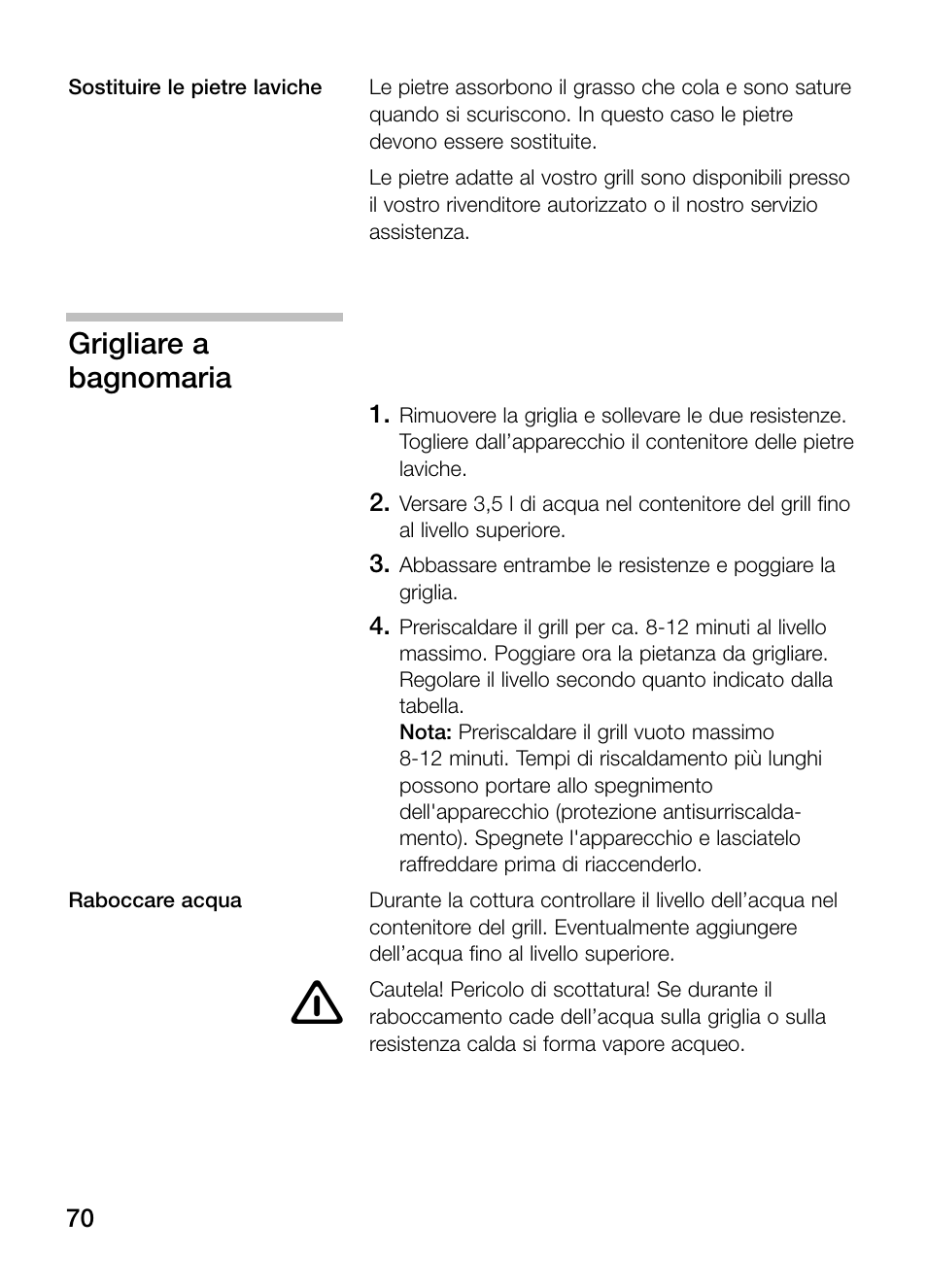 Grigliare a bagnomaria | Neff N64K40N0 User Manual | Page 70 / 124