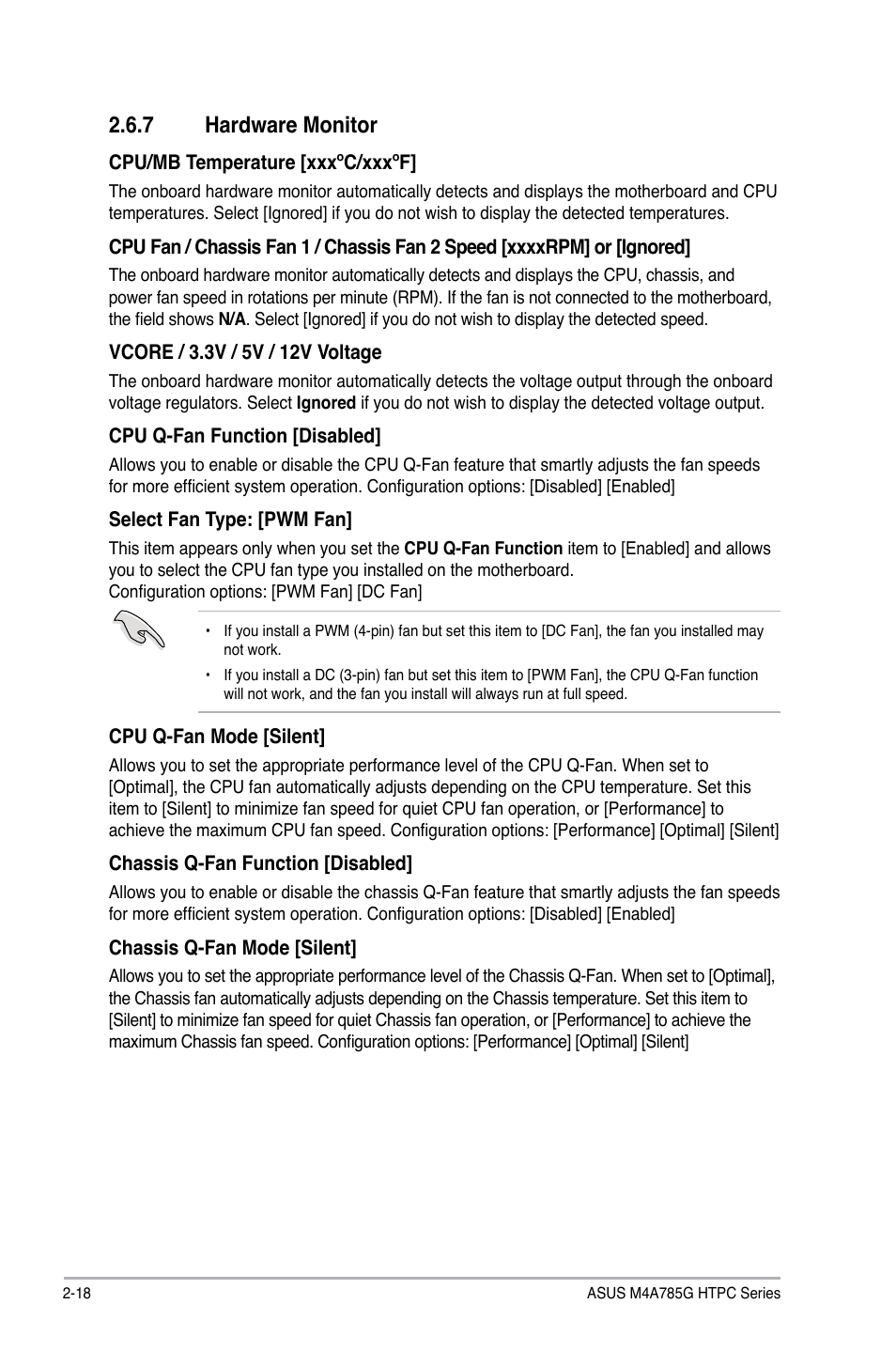 7 hardware monitor, Hardware monitor -18 | Asus M4A785G HTPC/RC User Manual | Page 68 / 72