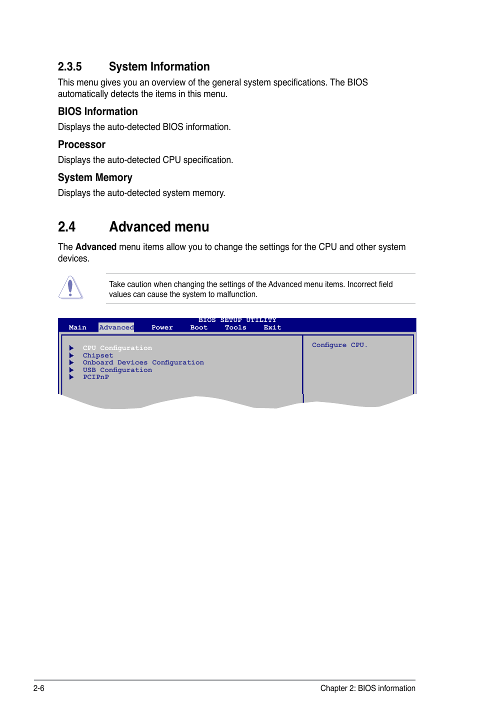 5 system information, 4 advanced menu, System information -6 | Advanced menu -6 | Asus P5G41-M LX2/GB User Manual | Page 32 / 40