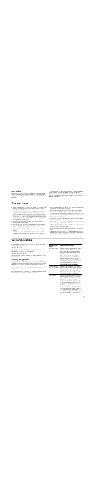 After grilling, Tips and tricks, Care and cleaning | M risk of burns, M risk of electric shock, Cleaning the appliance | Neff N64K40N0 User Manual | Page 13 / 36