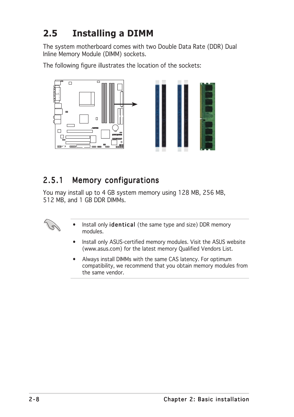 5 installing a dimm | Asus Vintage-AH1 User Manual | Page 26 / 103