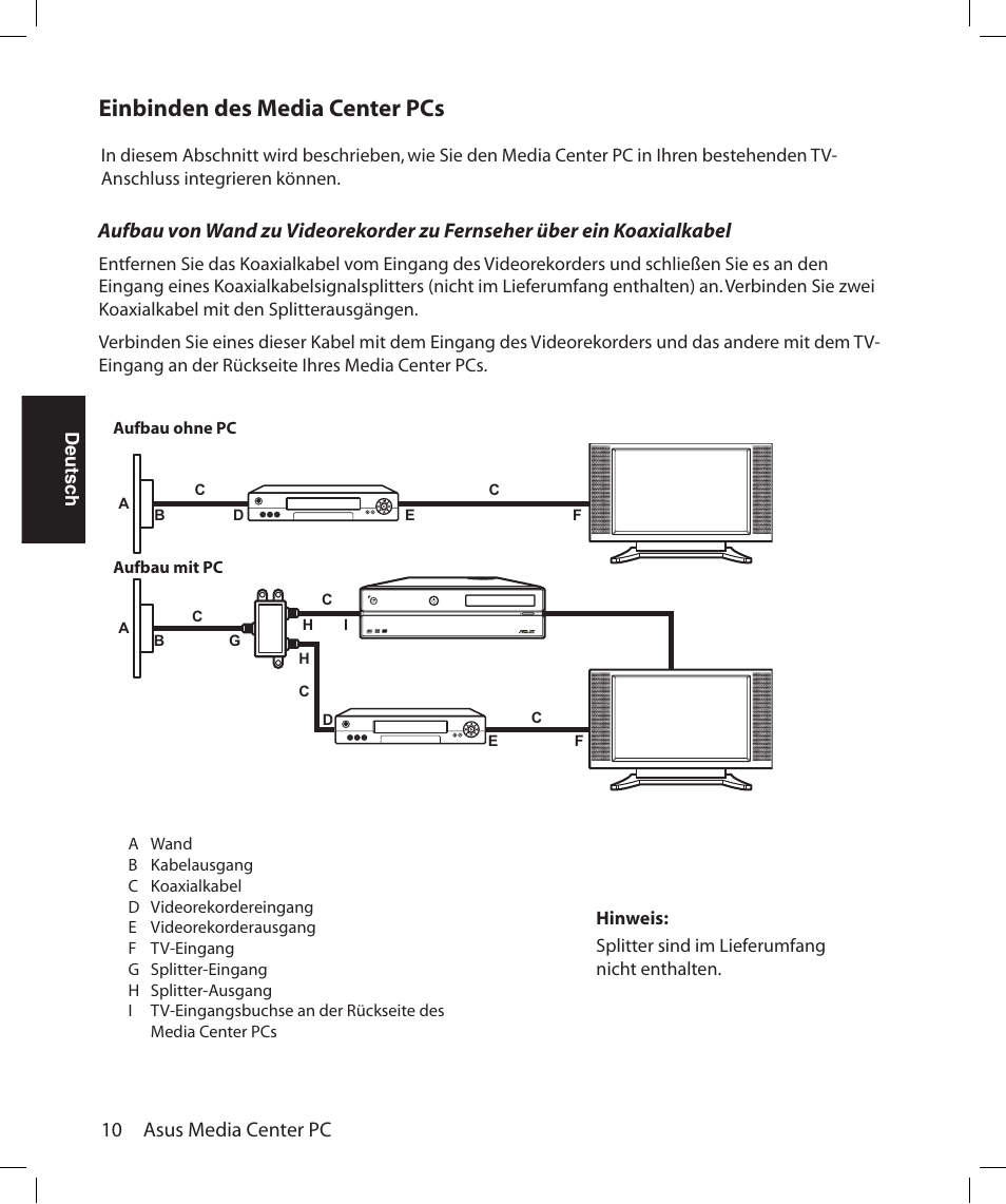 Einbinden des media center pcs | Asus Asteio D22 User Manual | Page 100 / 252