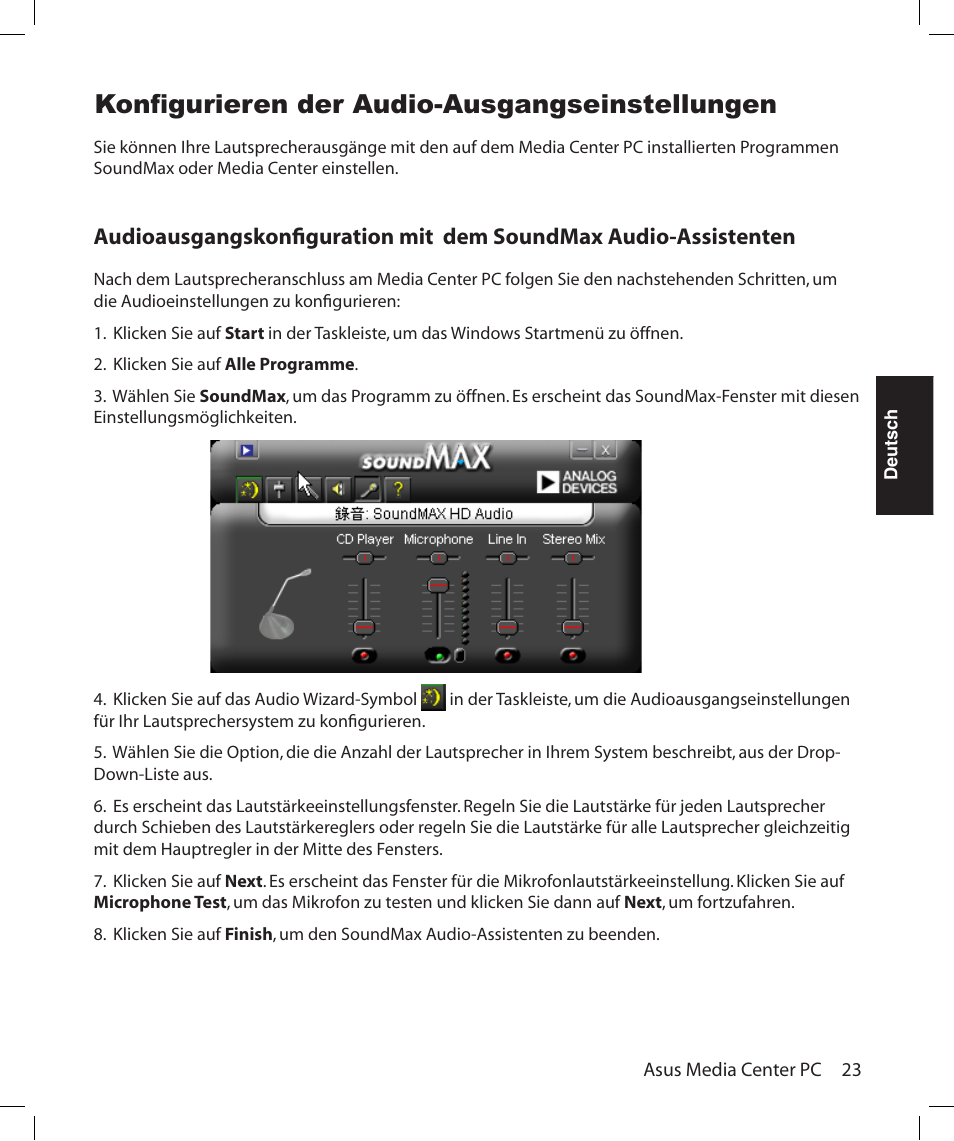 Konfigurieren der audio-ausgangseinstellungen | Asus Asteio D22 User Manual | Page 113 / 252