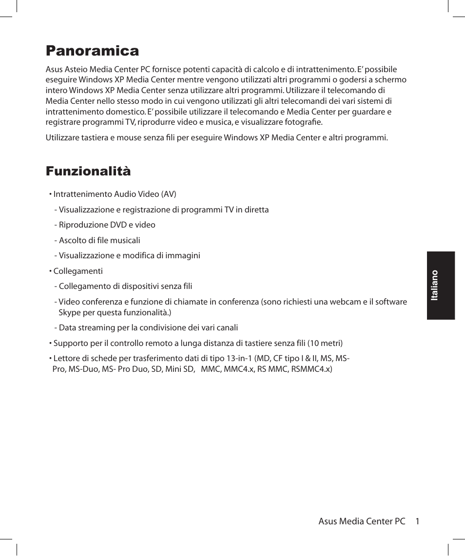 Panoramica, Funzionalità | Asus Asteio D22 User Manual | Page 133 / 252