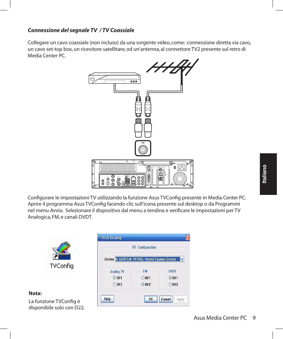 Italiano | Asus Asteio D22 User Manual | Page 141 / 252