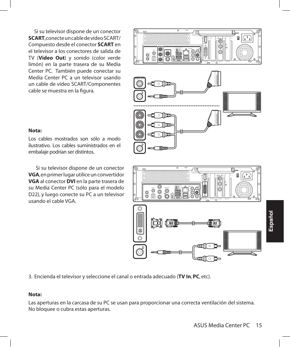 Asus media center pc 15, Español | Asus Asteio D22 User Manual | Page 189 / 252