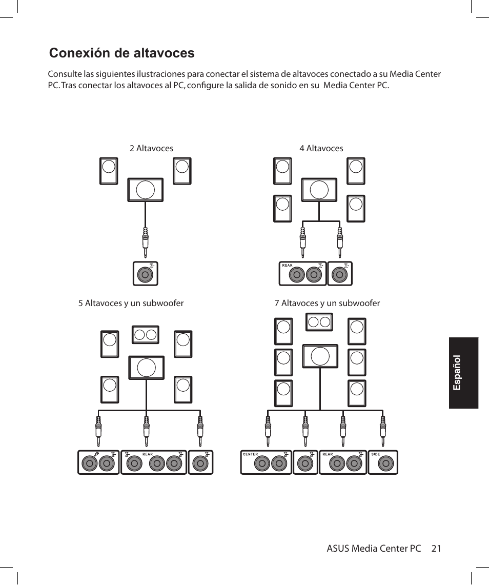 Conexión de altavoces | Asus Asteio D22 User Manual | Page 195 / 252