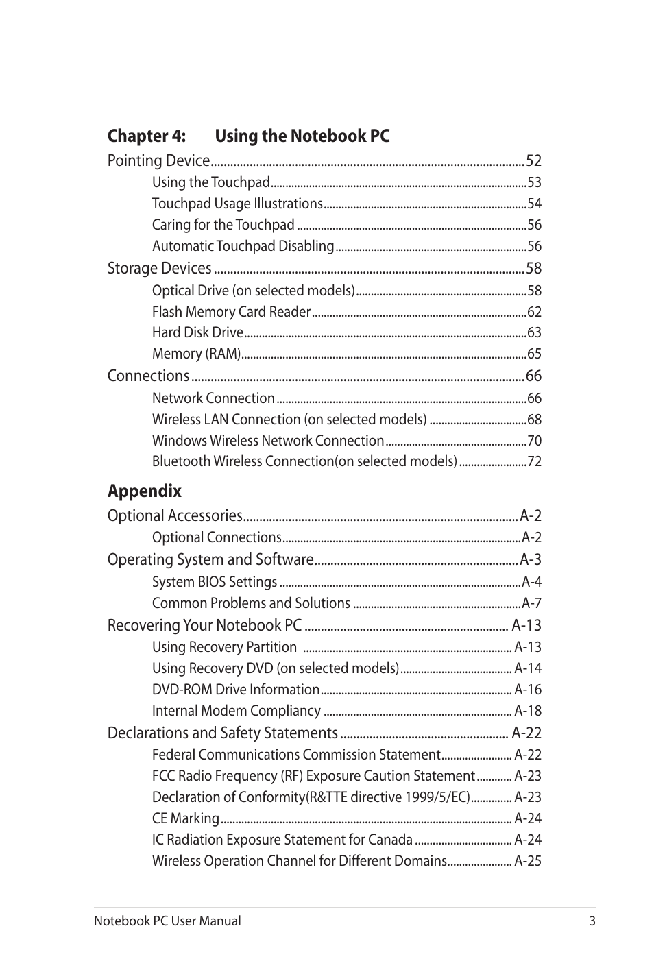 Asus U41JF User Manual | Page 3 / 112