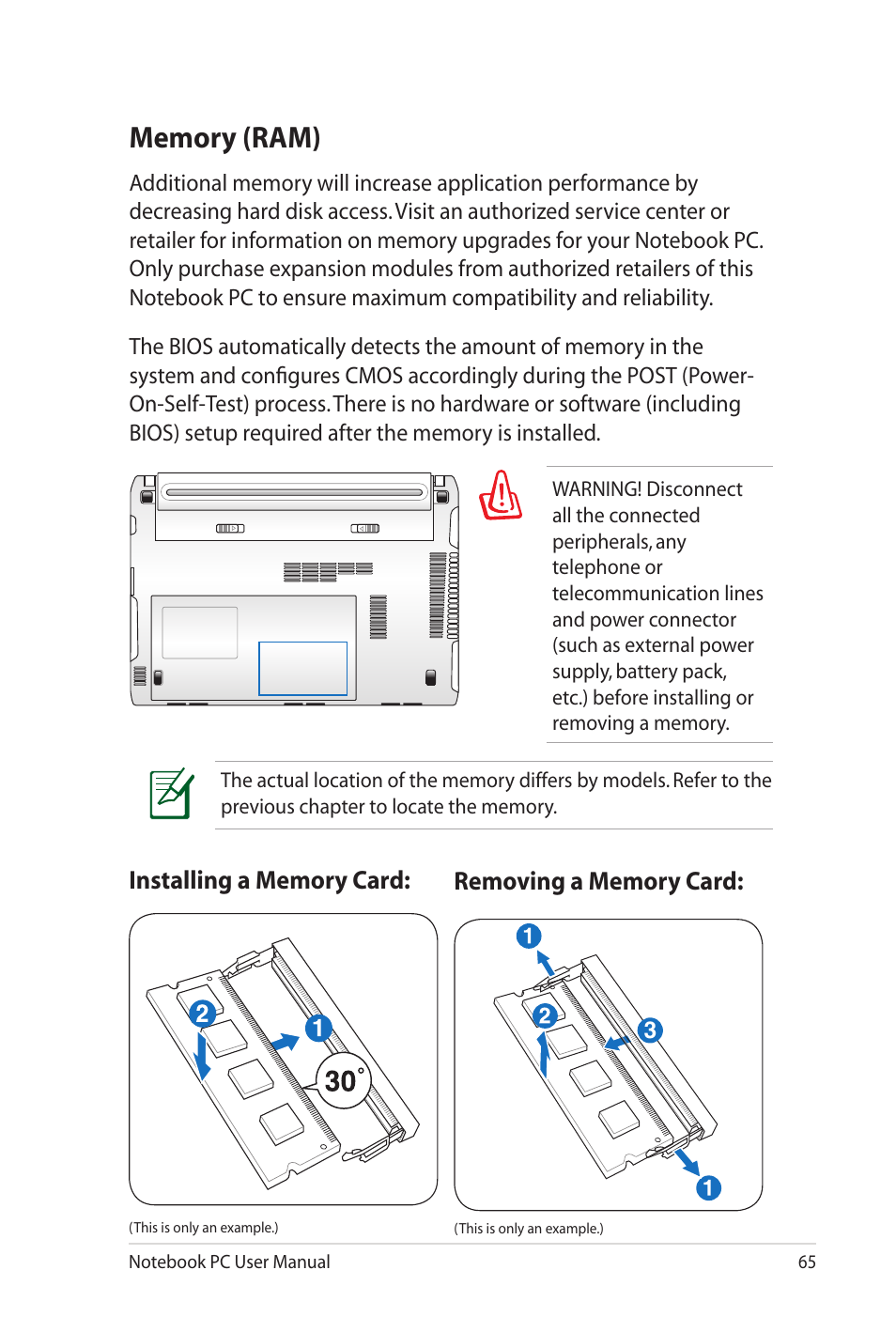 Memory (ram) | Asus U41JF User Manual | Page 65 / 112