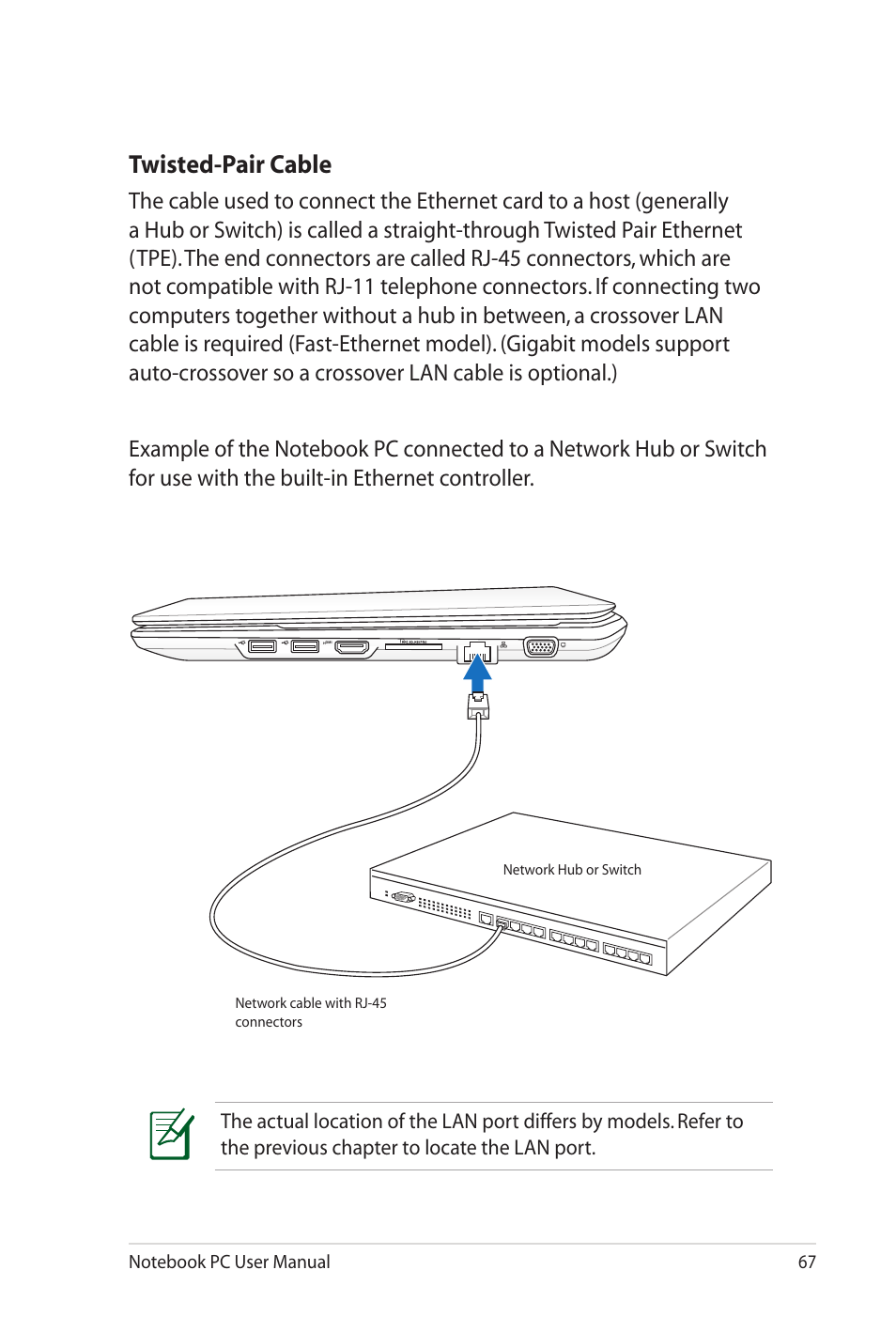 Twisted-pair cable | Asus U41JF User Manual | Page 67 / 112
