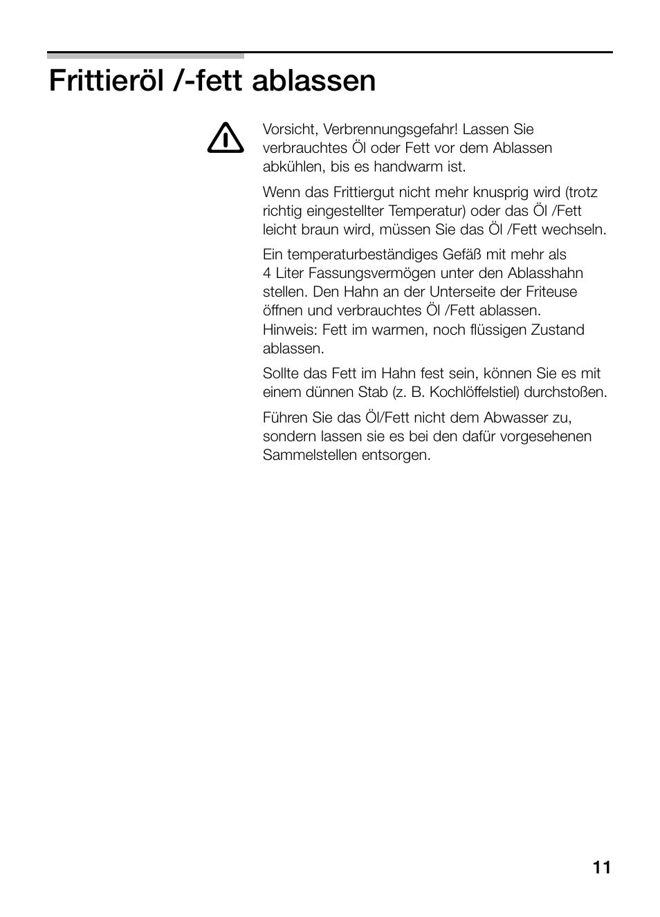 Frittieröl /-fett ablassen | Neff N34K30N0 User Manual | Page 11 / 128