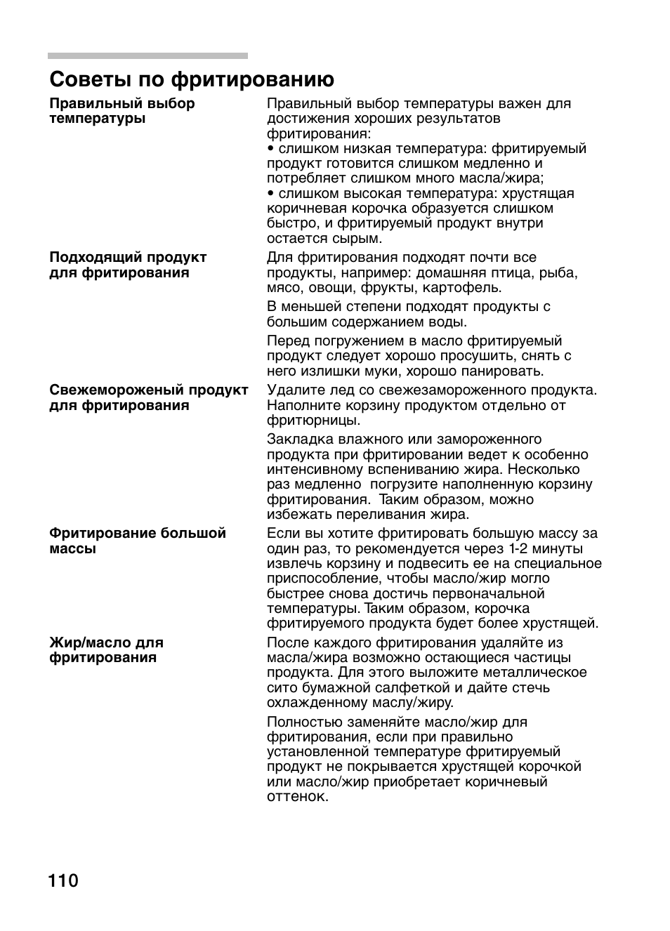 Советы по фритированию | Neff N34K30N0 User Manual | Page 110 / 128