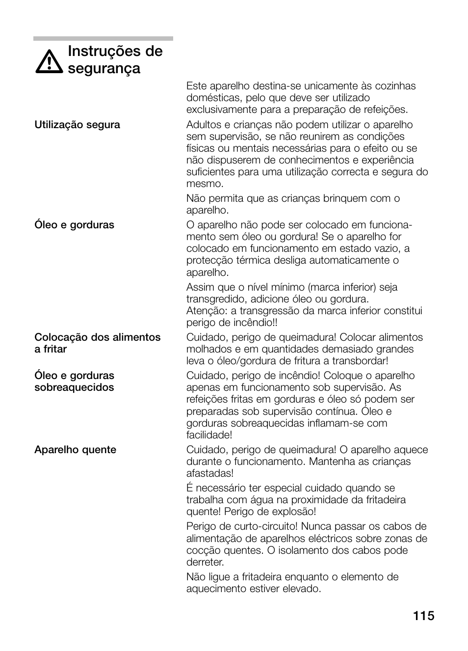 Instruções de, Segurança | Neff N34K30N0 User Manual | Page 115 / 128