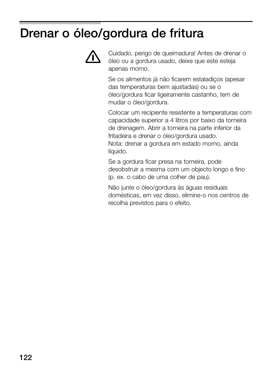 Drenar o óleo/gordura de fritura | Neff N34K30N0 User Manual | Page 122 / 128