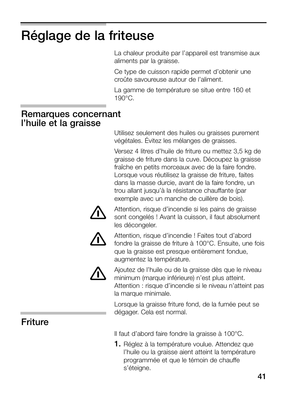 Réglage de la friteuse | Neff N34K30N0 User Manual | Page 41 / 128