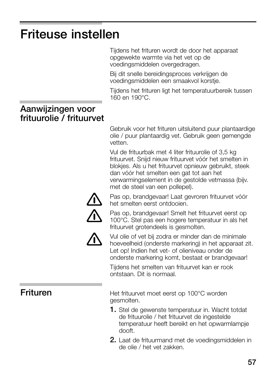 Friteuse instellen | Neff N34K30N0 User Manual | Page 57 / 128