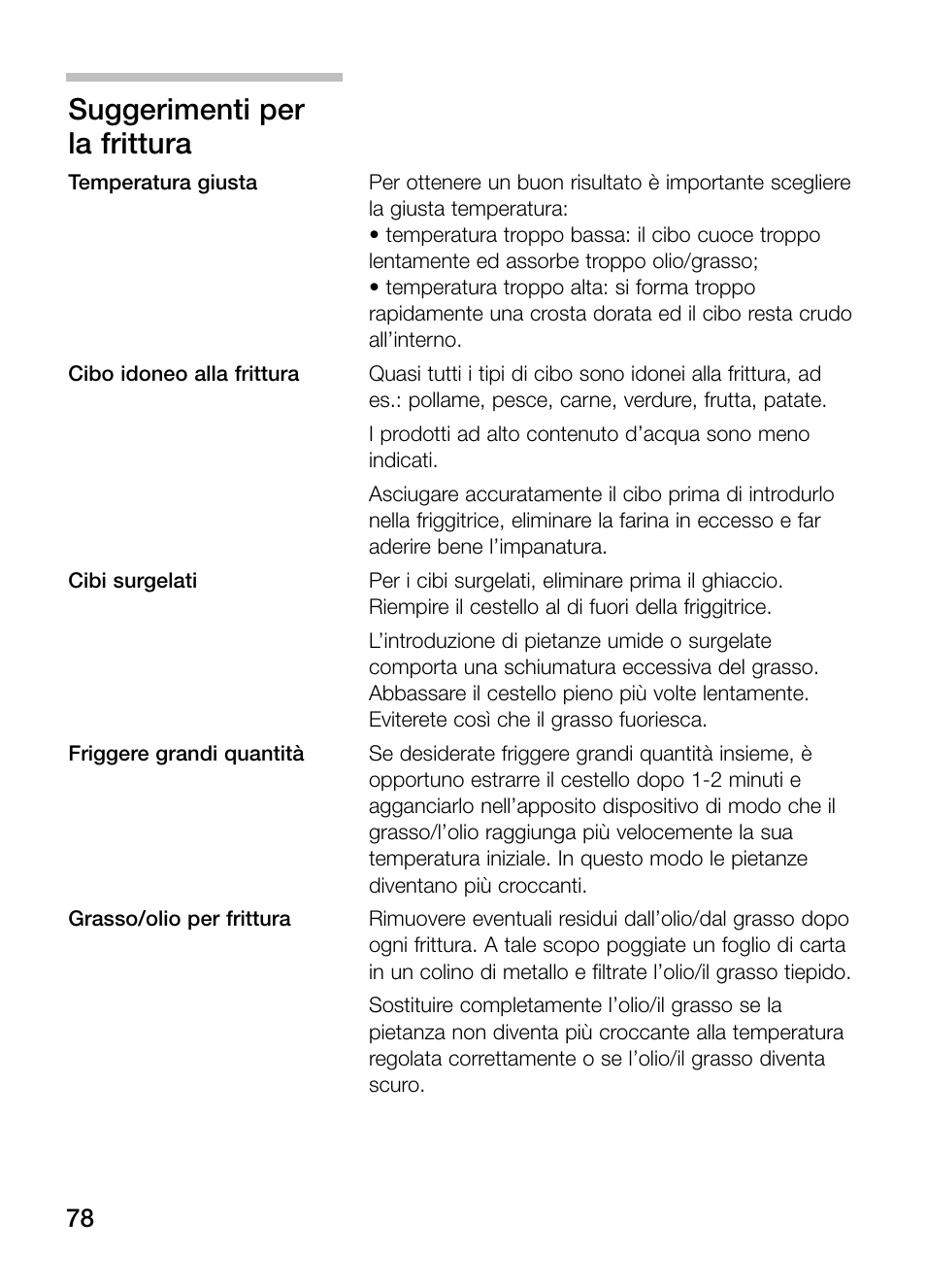Suggerimenti per la frittura | Neff N34K30N0 User Manual | Page 78 / 128
