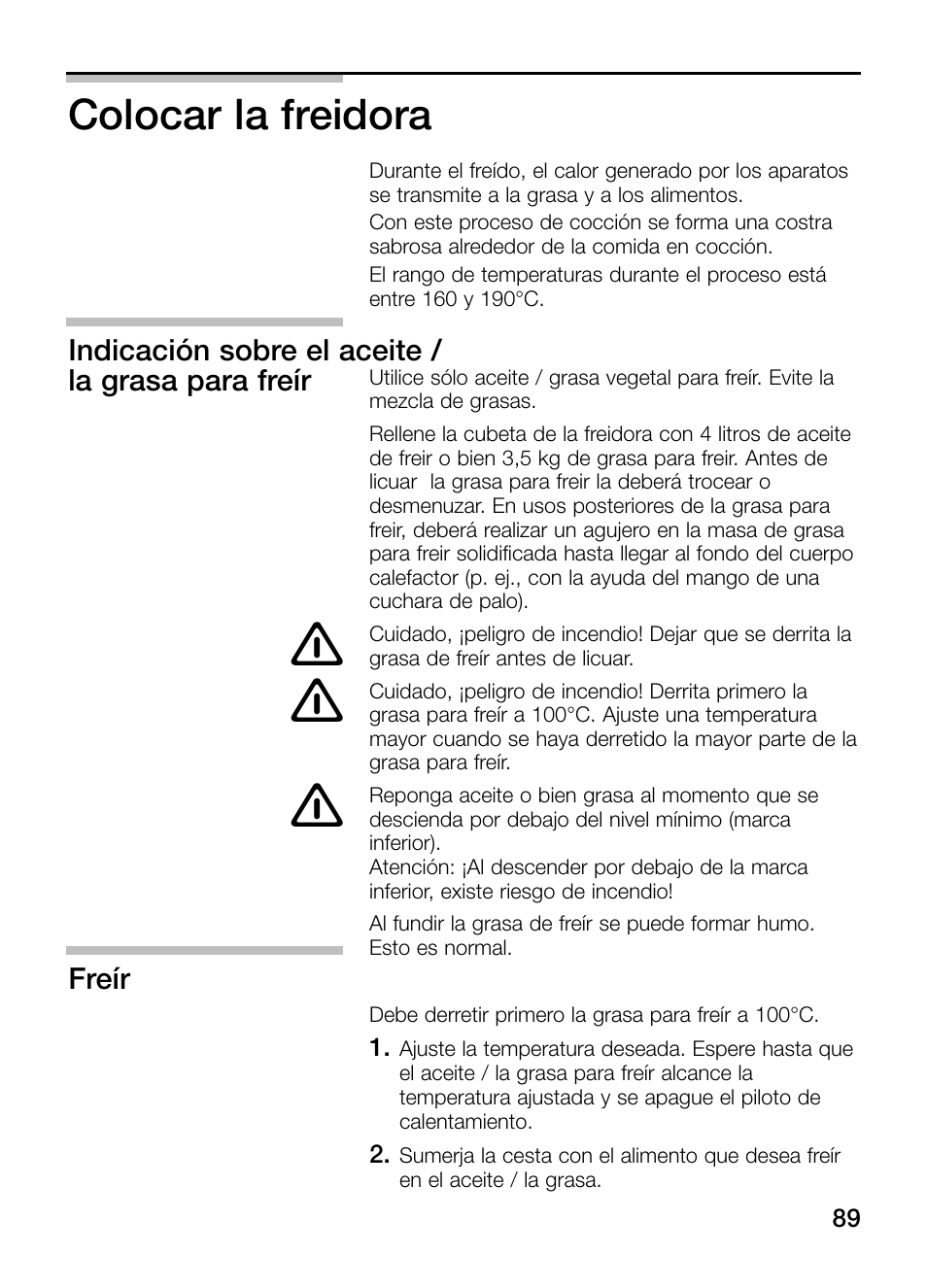 Colocar la freidora | Neff N34K30N0 User Manual | Page 89 / 128
