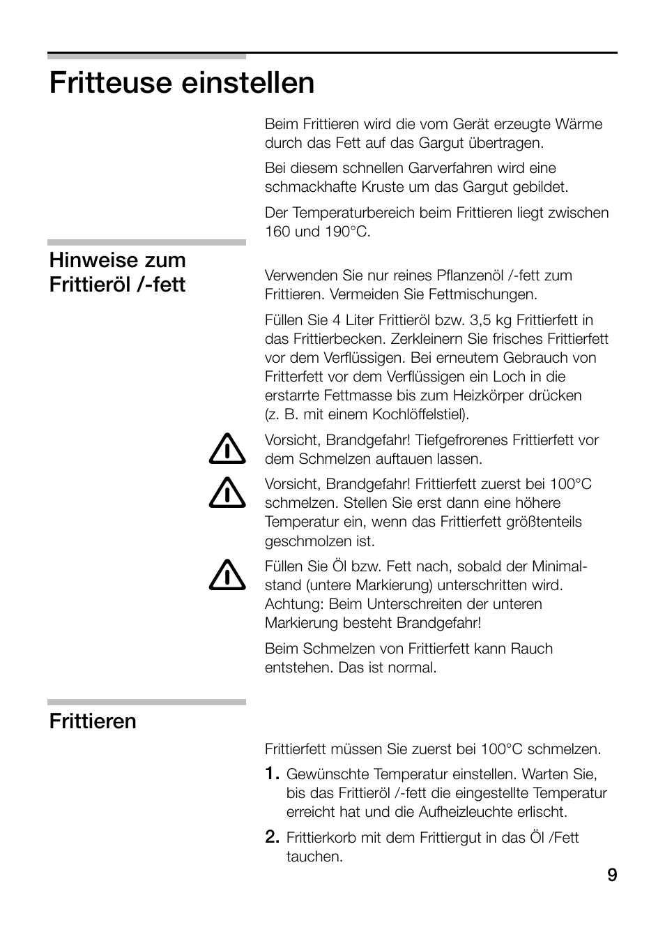 Fritteuse einstellen | Neff N34K30N0 User Manual | Page 9 / 128