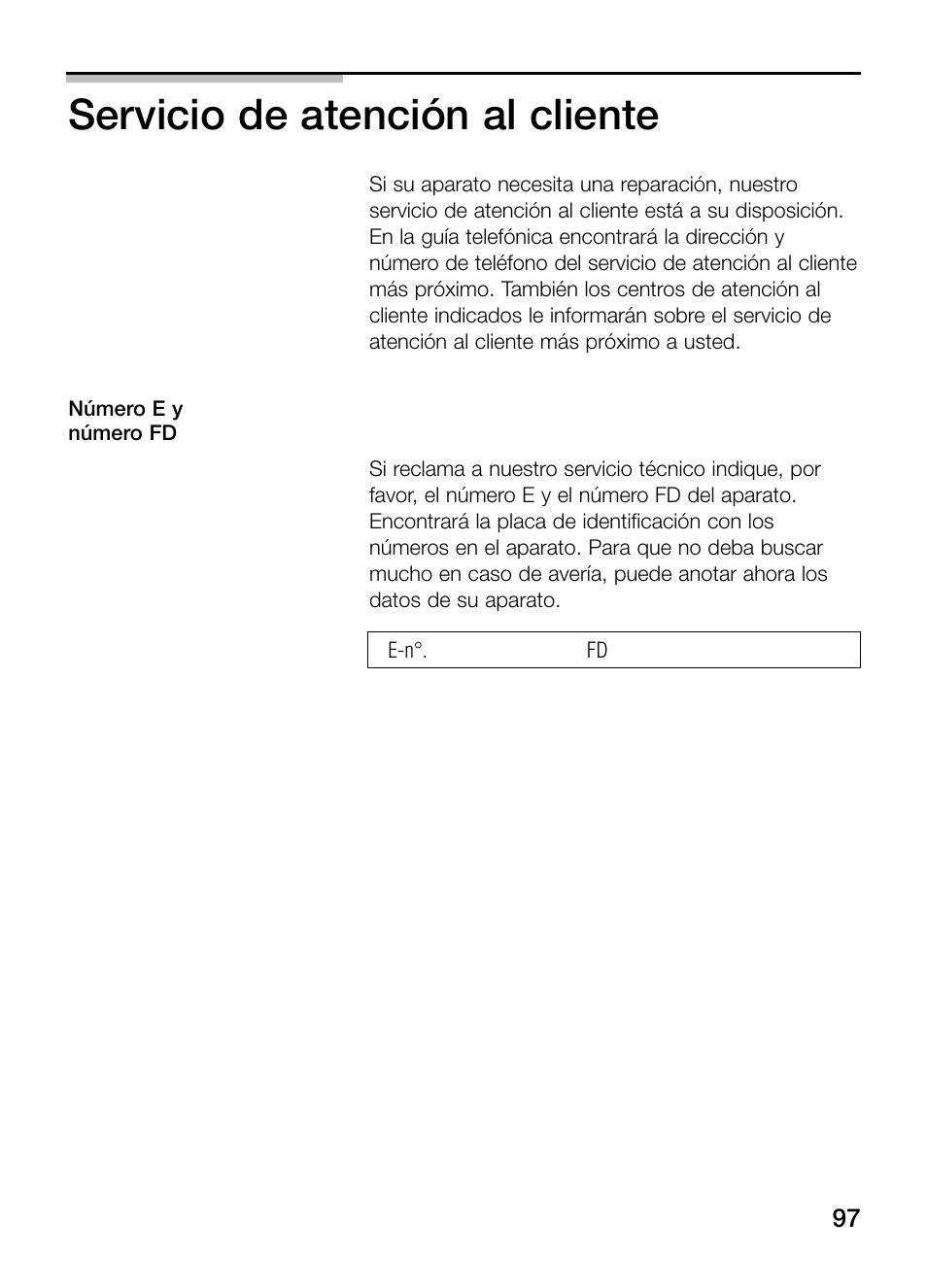 Servicio de atención al cliente | Neff N34K30N0 User Manual | Page 97 / 128