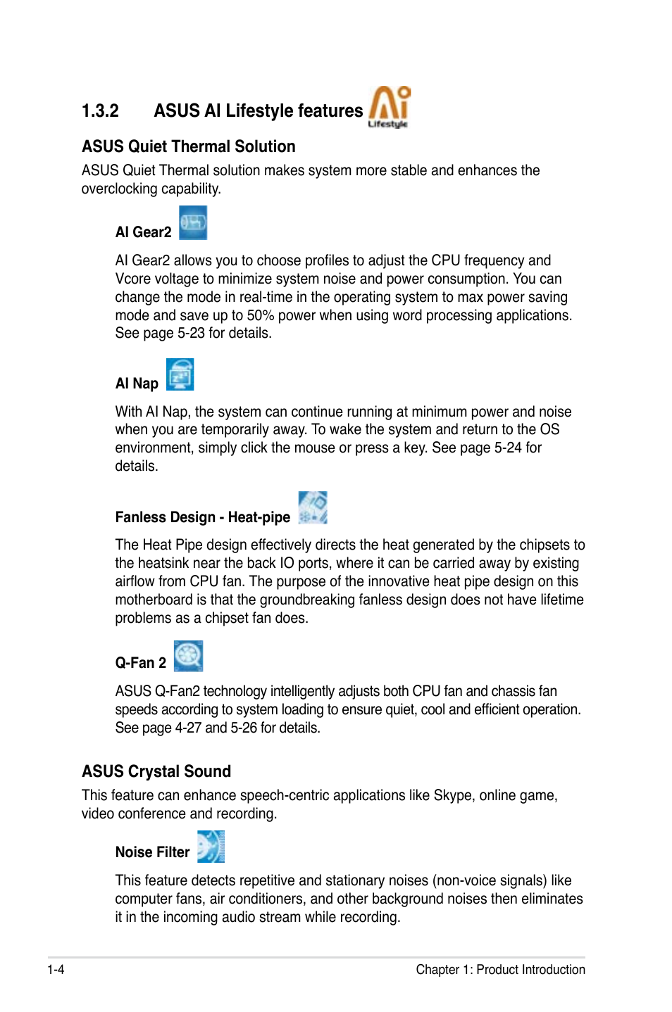 2 asus ai lifestyle features | Asus P5K User Manual | Page 20 / 150