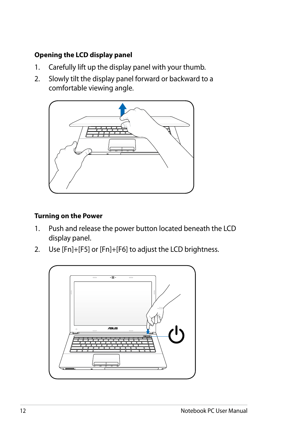 Asus X73BR User Manual | Page 12 / 112