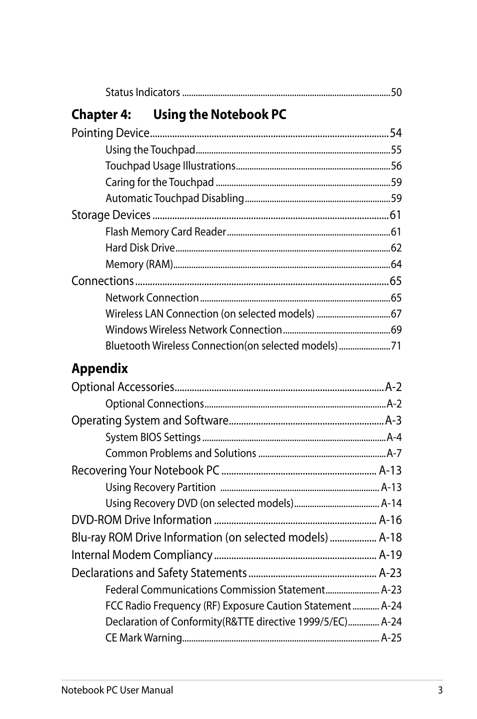 Asus X73BR User Manual | Page 3 / 112