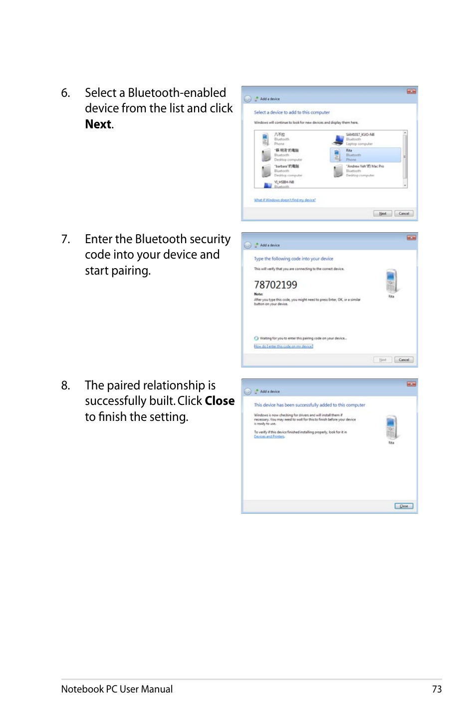 Asus X73BR User Manual | Page 73 / 112