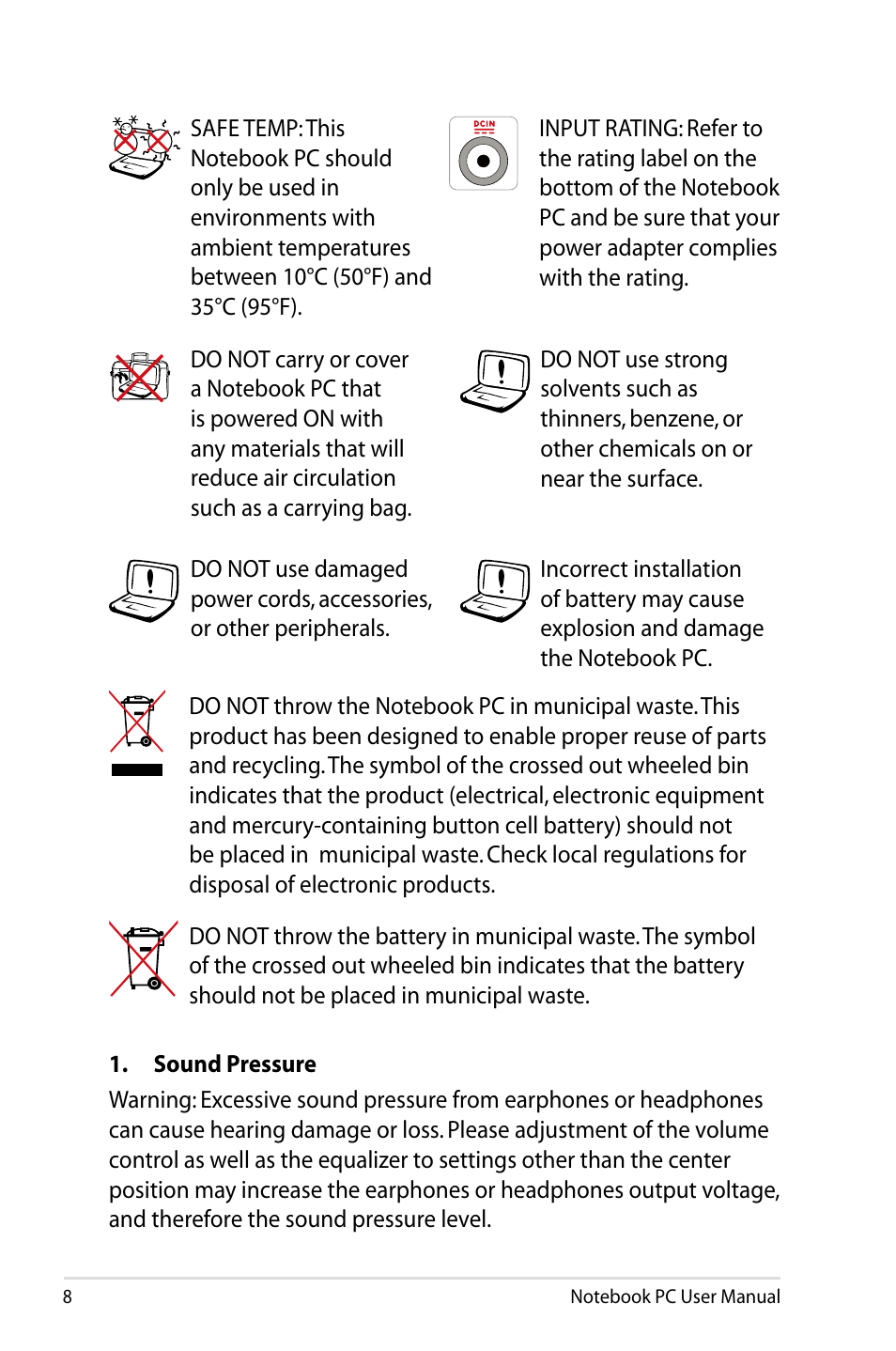 Asus X73BR User Manual | Page 8 / 112