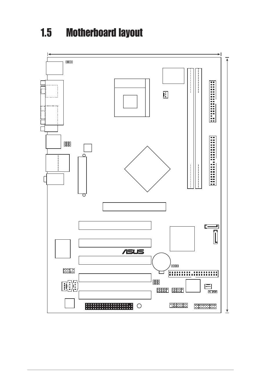 5 motherboard layout, 8 chapter 1: product introduction, Pci1 | Pci2 pci3 pci4 pci5, P4p800s, Super i/o, Intel ich5, Intel | Asus P4P800S User Manual | Page 18 / 82