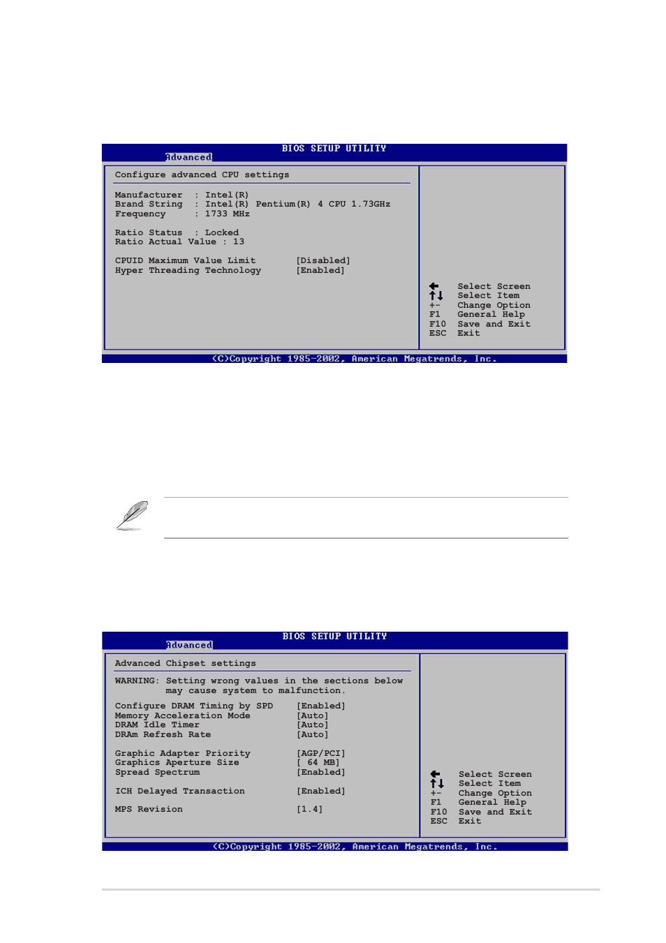 2 cpu configuration, 3 chipset, Cpuid maximum value limit [disabled | Hyper-threading technology [enabled | Asus P4P800S User Manual | Page 57 / 82