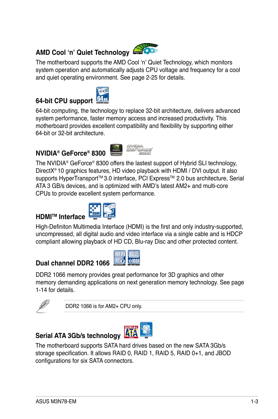 Asus M3N78-EM User Manual | Page 15 / 114