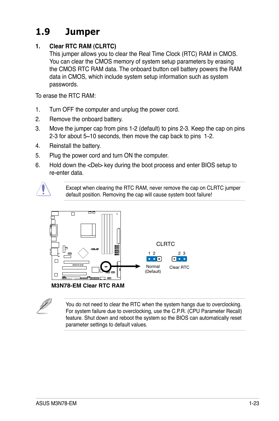 9 jumper, Jumper -23 | Asus M3N78-EM User Manual | Page 35 / 114