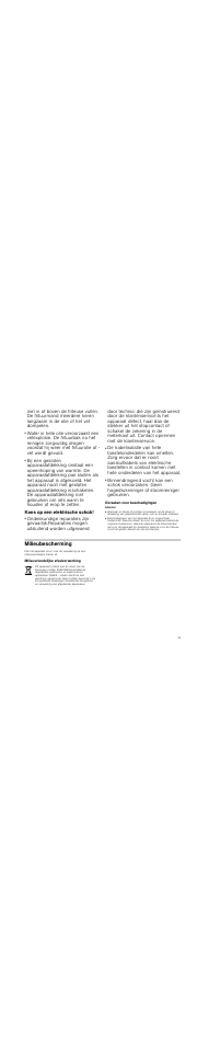 Risico van verbranding, Kans op een elektrische schok, Oorzaken voor beschadigingen | Attentie, Milieubescherming, Milieuvriendelijke afvalverwerking | Neff N34K30N0 User Manual | Page 33 / 40