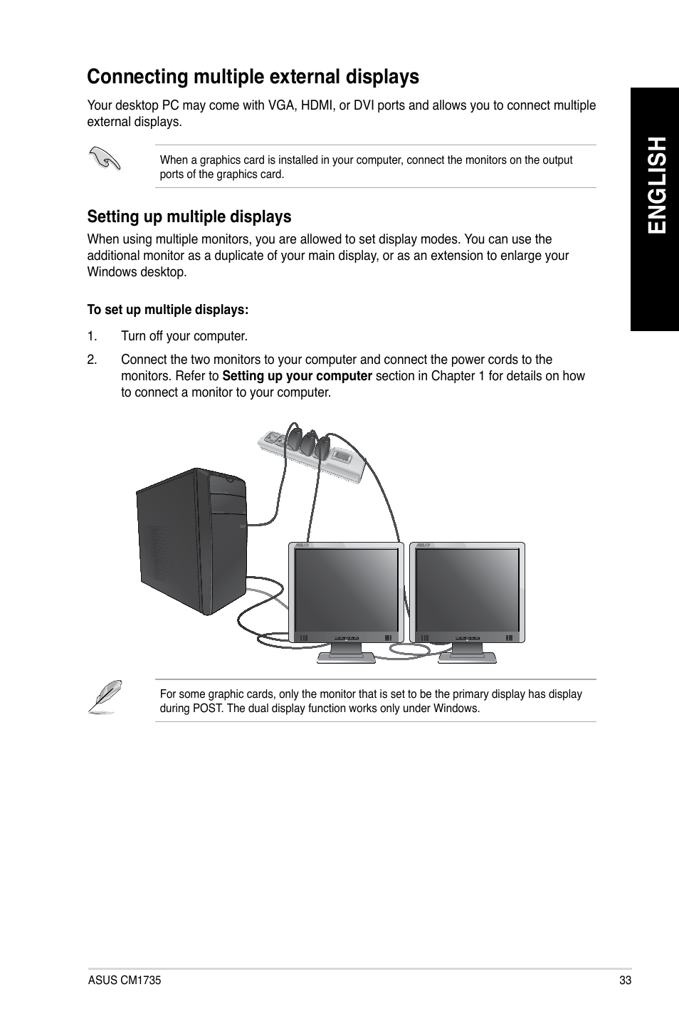 Connecting multiple external displays, En gl is h en gl is h | Asus CM1745 User Manual | Page 33 / 68