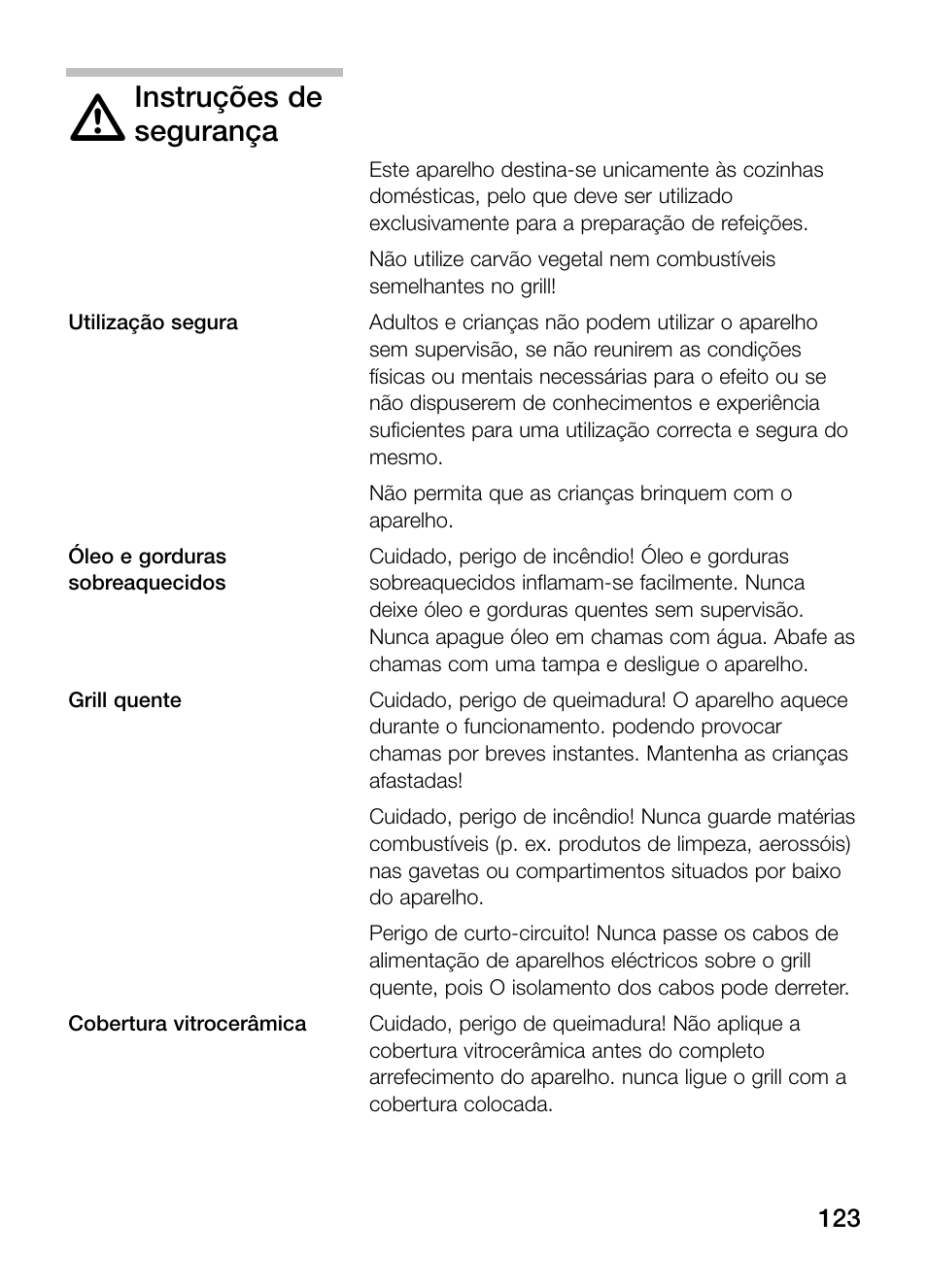 Instruções de, Segurança | Neff N64K30N0 User Manual | Page 123 / 136