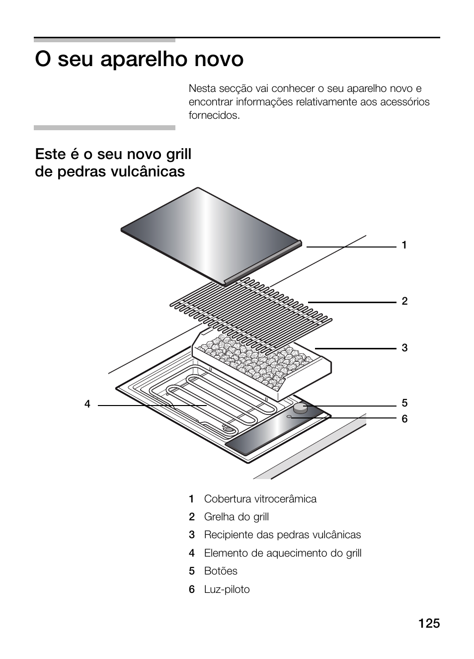 O seu aparelho novo, Este é o seu novo grill de pedras vulcânicas | Neff N64K30N0 User Manual | Page 125 / 136