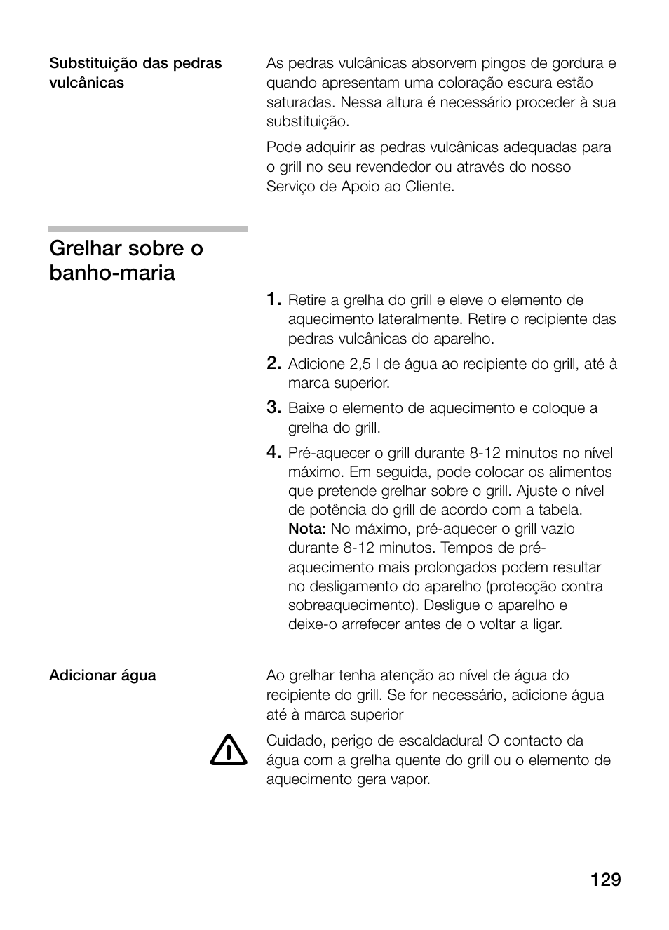 Grelhar sobre o banho-maria | Neff N64K30N0 User Manual | Page 129 / 136