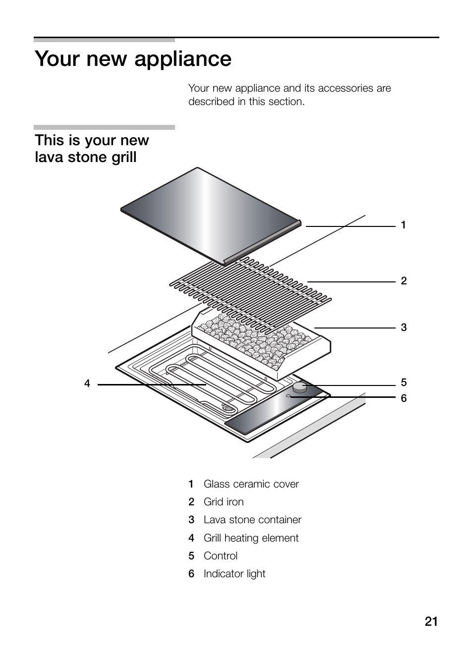 Your new appliance, This is your new lava stone grill | Neff N64K30N0 User Manual | Page 21 / 136