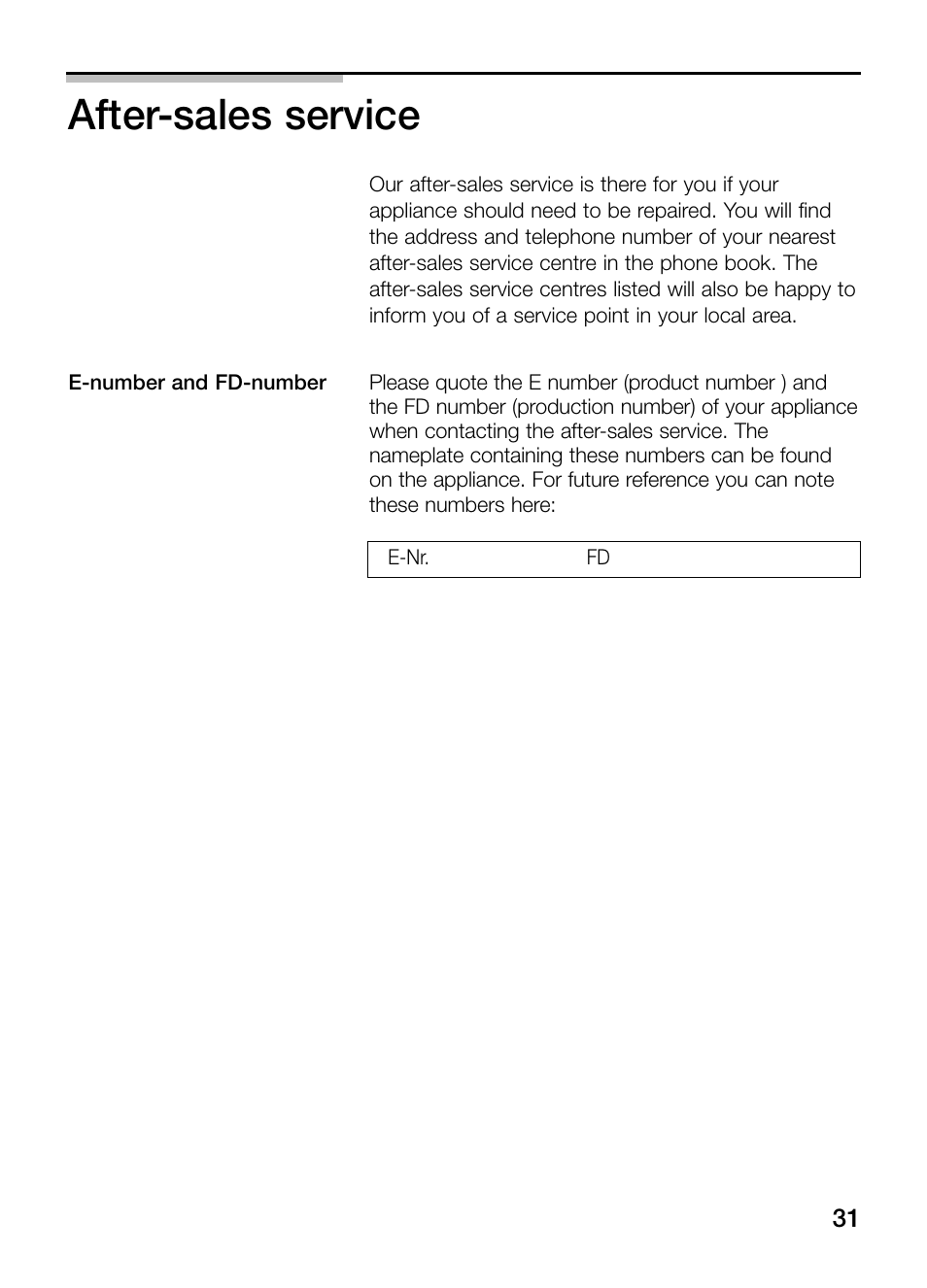 After-sales service | Neff N64K30N0 User Manual | Page 31 / 136