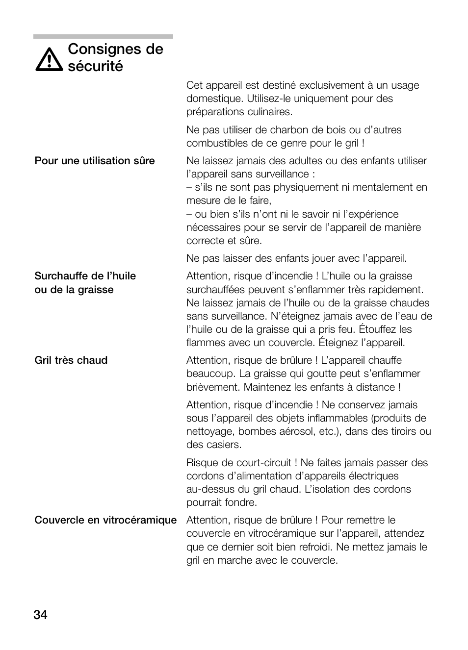 Consignes de, Sécurité | Neff N64K30N0 User Manual | Page 34 / 136