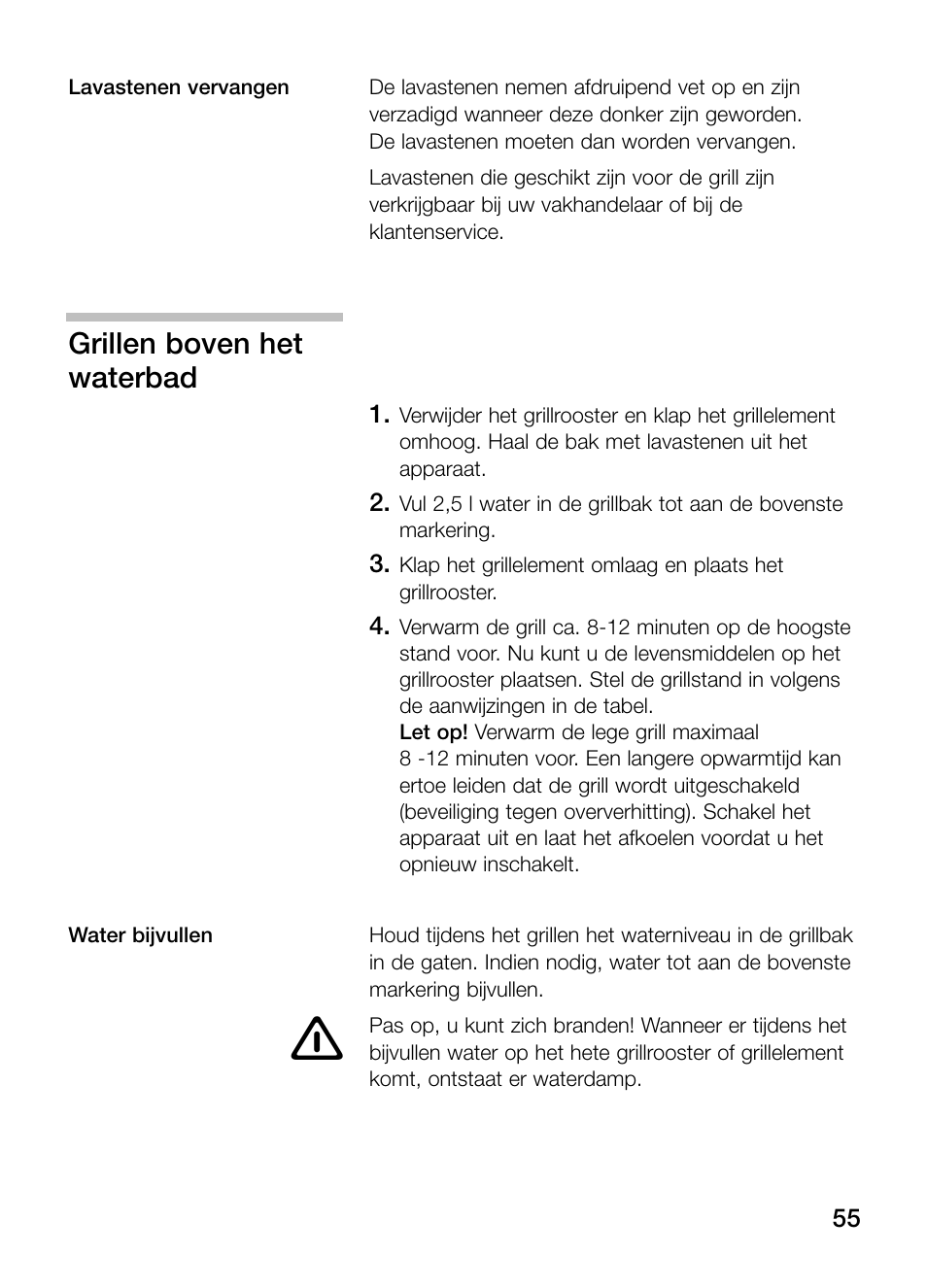 Grillen boven het waterbad | Neff N64K30N0 User Manual | Page 55 / 136